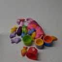 Montessori Toys for 1 Year Old - 20PCS Cloth Toddler Pink Fishing Game with Stacking Cups,Baby Color Sorting Toy 12-18 Months One Year Old Birthday Gift,Toddler Toys for 1 2 3 Year Old Boy Girl Gifts