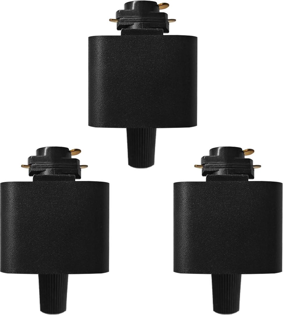 H Type 3-Wire Track Lighting Adapter for Track Lights, Pendants, 120V 3PCS Black Connectors for H Style Single Circuit Systems