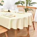 Wolkemer Large Oval Tablecloth 60 x 120 Inch Washable Fabric Table Cloth Solid Ivory Table Cover for Dining Wedding Party Banquet Tabletop Decoration
