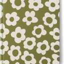 DesignWorks Ink Jumbo Journal Notebook  7.25" x 10.25" Cute Writing Journal for Work, To Do Lists & Daily Journaling  Soft Cover, 200 Lined Pages, Ribbon Marker  Green Groovy Floral