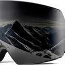 Ski Goggles for Men Women,Frameless UV Protection OTG Anti-fog Snowboard Snow Skating Goggles (Black&grey)
