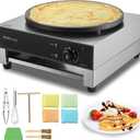 VEVOR Electric Crepe Maker, 16-Inch Commercial Crepe Machine, 1700W Flat Plate Crepe Griddle, Nonstick Stainless Steel Pancake Making Machine, Desktop Circular Cereals Pancake Stove with Temp Control
