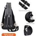 Over Earth Genuine Leather Sling Bag for Women Men Small Causal Crossbody Purse Chest Backpack(O212E Classic Black)