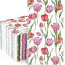 Homlouue 100PCS Tulip Napkins Floral Paper Napkins, 3Ply Flower Napkins, Bathroom Napkins Guest Disposable, Floral Dinner Napkins for Birthday Wedding Summer Spring Party, Floral Napkins Decorative