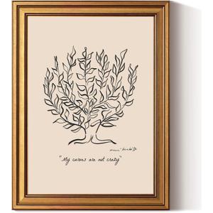 InSimSea Gold Framed 3D Textured Wall Art, Matisse Life Tree Home Decor, Neutral Abstract Minimalist Paintings Artwork for Living Room Bedroom Hallway Shelf 12x16inch