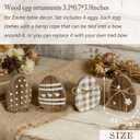 4 Pcs Boho Easter Decor Wood Egg Farmhouse Table Centerpiece Tiered Tray Decorations - 3.1x3.9 Inch Wooden Egg Signs for Shelf Mantel Tabletop Spring Home Decor