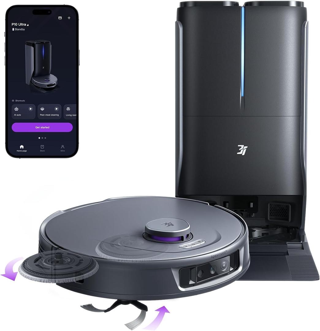 3i P10 Ultra Robot Vacuum and Mop Combo, 18,000 Pa Suction, Self-Emptying, Auto-Extending Edge Mopping, 140 Hot-Water Self-Cleaning, LiDAR Navigation, Automatic TangleCut for Pet Hair, 4 Carpet Modes