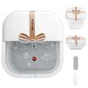 Collapsible Foot Bath Spa with heat and Massage Rollers, Foldable Foot Soak Tub with Bubbles Jets and LED light, Pedicure Foot Spa Massager with Foot Scrubber for Home Use (White)