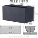 Kante 23.2" L Rectangular Concrete Planter, Large Outdoor Indoor Garden Pots with Drainage Hole and Rubber Plug, Modern Decor for Home, Patio, Backyard, Charcoal