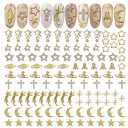 4 x 110 Pcs Gold Nail Charms and Gems Kit with Planets, Moon, Rockets