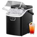 EUHOMY Nugget Ice Maker Countertop with Handle, Ready in 4 Mins, Max 40lbs/24H, Chewable Ice, Self-Cleaning, Portable Sonic Ice Maker with Basket and Scoop, for Home/Party/RV/Camping (Black)