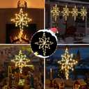 2 Pack 16 Large Christmas Window Light Decorations, LED Bethlehem Christmas Star Window Silhouette Lights with Timer, 8 Models, Iron Frame, Battery Operated Lighted Xmas Star Decors (Warm White)