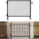 36"x 45" Adjustable Aluminum Deck Gate, Outdoor Gate with Wheel Auto Closing Hinges Rustproof Design for Deck Railing Patios, Porch, Garden