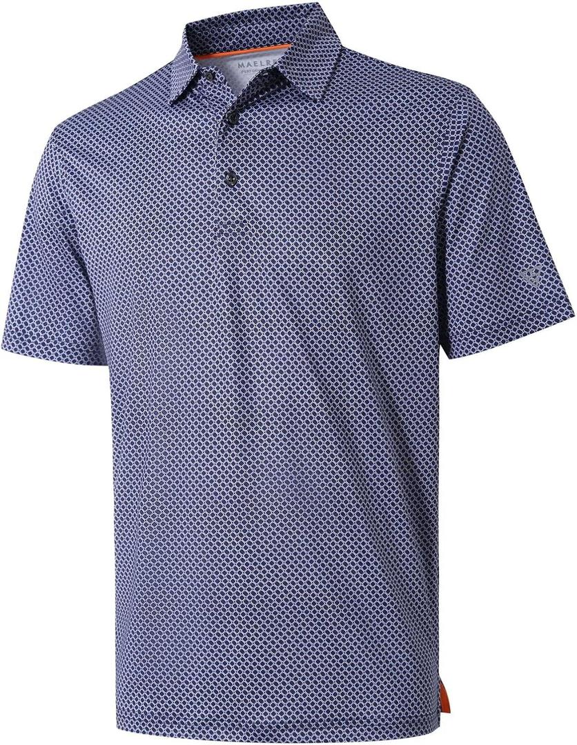 Golf Shirts for Men Dry Fit Short Sleeve Print Performance Moisture Wicking Polo Shirt (Blue) 5XL