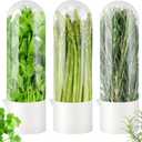 3 Pack Cilantro Container for Fridge, Vertical Herb Keeper for Refrigerator, ABS Herb Saver for Fresh Herbs (Parsley, Mint), White