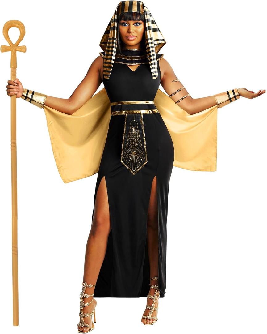 Morph Cleopatra Costume for Women With Staff - Egyptian Halloween Costume For Women, Cleopatra Costumes Adult (Large)