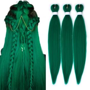 Green Braiding Hair Pre Stretched 26 Inch 3 Packs Pre-stretched Braiding Hair Braid Synthetic Hair Extensions for Crochet Box Braids.(26 Inch 3 Packs, Green)