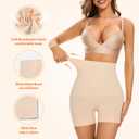 Womens Seamless Shaping Boyshorts Panties, High Waisted Shapewear for Women Tummy Control Shorts for Under Dresses (Beige)