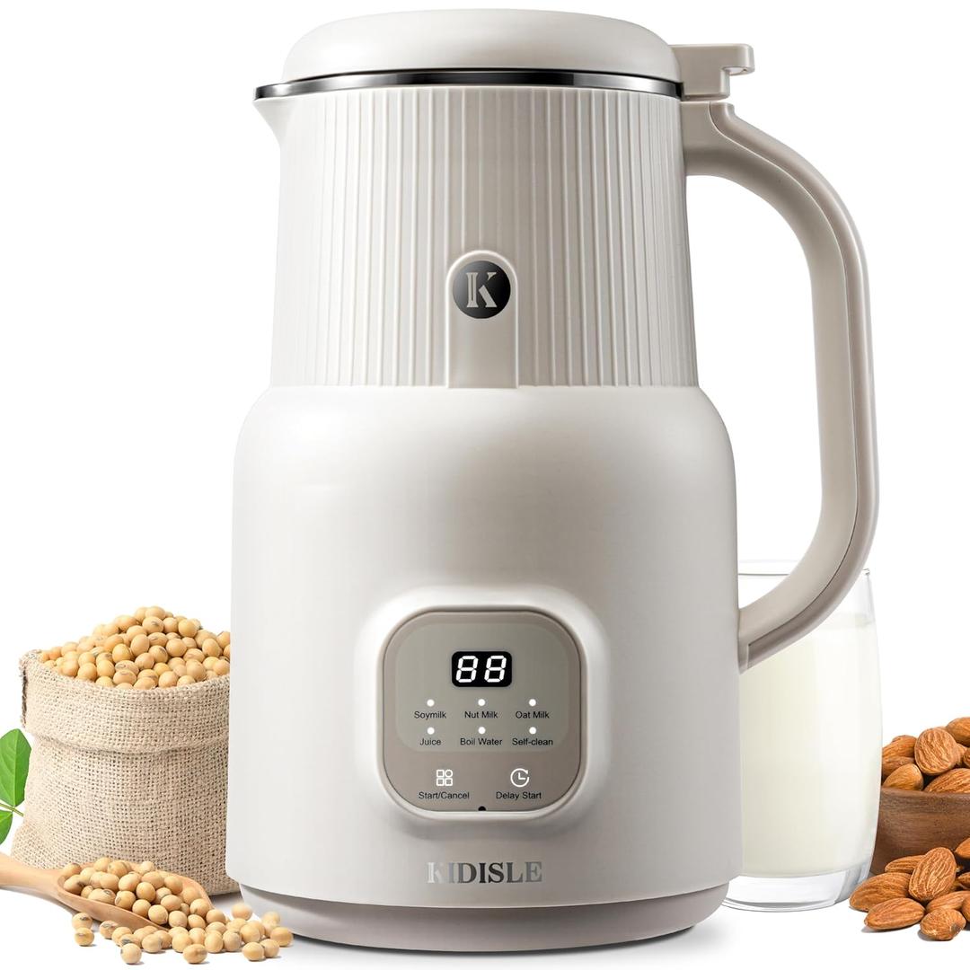 KIDISLE Automatic Nut Milk Maker, 20oz Homemade Almond, Oat, Coconut, Soy, Plant Based Milks and Non-Dairy Beverages with Delay Start/Keep Warm/Self-Cleaning/Boil Water, White