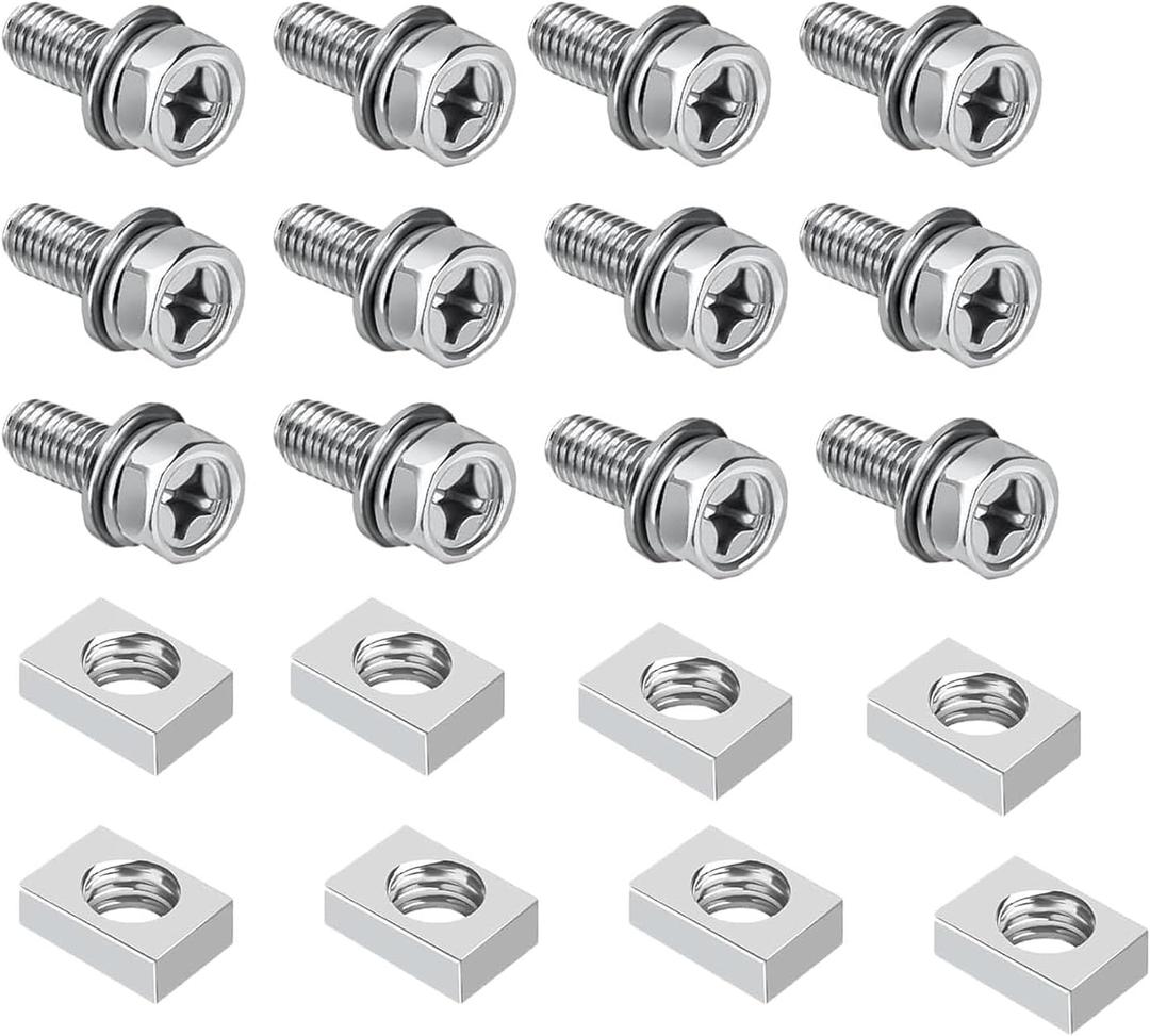 Motorcycle Battery Terminal Bolts and Nuts, SpzcdZa M6x16mm 20pcs 304 Stainless Steel ATV Battery Bolt Motorcycle Battery Terminal Screws with Square Nuts