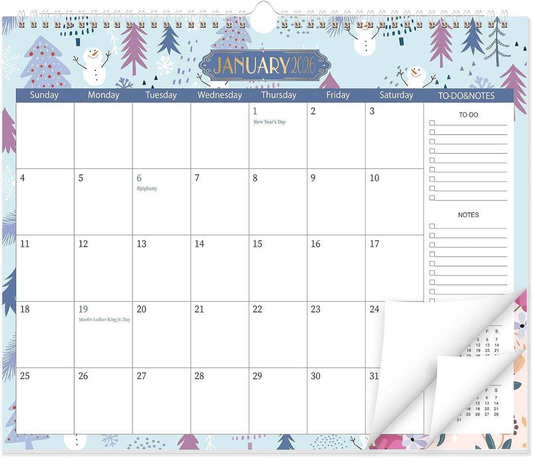 GuassLee Wall Calendar 2026-2027 from Jan. 2026 to Jun. 2027, 18-Month Paper Wall Planner with To-Do List and Notes for Office School Home Teacher Planning, 14 x 11.5 (Blue)