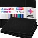 18 Pack Acoustic Panels Self Adhesive Sound absorbing Wall Panels, High Density Dampening Panel, 12X12X0.4 Inch Square Wall Panels in Home,Office,Reccording Room,Studio (Black)