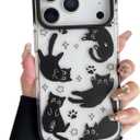 Compatible with iPhone 17 Pro Max Case,Clear Cute Black Cat Pattern with Shockproof Slim Soft TPU Protective Phone Case for Women Designed for iPhone 17 Pro Max 6.9"