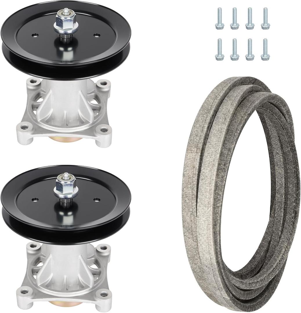 46" Deck 187292 Spindle Kit Fits for Husqvarna YTH22V46 YTH20K46 YTH18K46 YTA22V46, Includes 2 Spindles 192870, 2 Pulleys 195945, 106" Belt 405143 21546607
