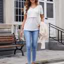 Sosolism V Neck Breastfeeding Shirts Short Sleeve Breathable Nursing Tops Summer Pumping Tshirt for Women (Pink, L)