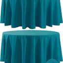 Fokitut 2 Pack Waterproof Round Tablecloth, 132 Inch, Stain Resistant and Wrinkle Polyester Table Cloth, Fabric Table Cover for Kitchen Dining, Wedding, Party, Holiday Dinner-Caribbean Blue
