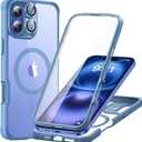 ESR for iPhone 16 Plus Case, Compatible with MagSafe, Full-Body Military-Grade Drop Proof Case with Built-in 9H+ Tempered Glass Screen Protector, Armor Series, Clear Blue