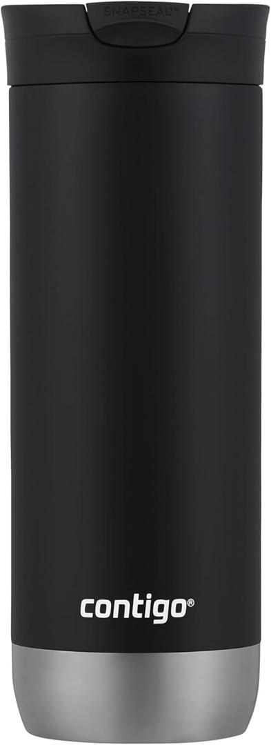Contigo HuronTravel Mug Screw Cap Stainless Steel Drinking Cup (16oz, Licorice)