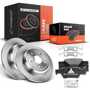 A-Premium 12.99 inch (330mm) Rear Solid Disc Brake Rotors + Ceramic Pads Kit Compatible with Select Dodge and Jeep Models - Durango/Grand Cherokee 2011-2020, 6-PC Set