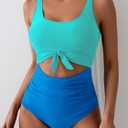 Eomenie Women's One Piece Swimsuit Tummy Control Slimming Bathing Suit Cutout Tie Knot Swimwear (S)