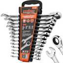 HORUSDY Combination Ratchet Wrenches Set with SAE | 8 Pieces Wrench Set with Wrench Organizer | 72-Tooth | 5 Swing Arc | 1/4" - 11/16" | Chrome Vanadium Steel