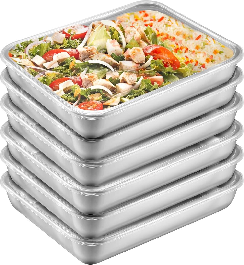 mekueeex 6Pack Stainless Steel Lunch Box with Free Seal, Leakproof, Lid Food Container, Reusable Food Storage Container for Travel and Work, Dishwasher Safe, Freezer Safe