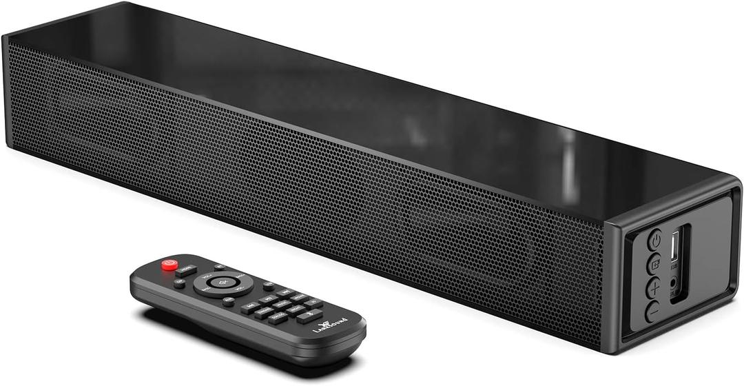 LARKSOUND Small Sound Bar for TV, PC, Gaming, Surround Sound System, Mini TV Speaker Soundbar with Bluetooth/HDMI ARC/Optical/AUX/USB Connections (16 inch, Glossy)