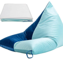 Nobildonna Bean Bag Chair Cover with Bean Bag Inner Liner Cover (No Filler), 400L Extra Large Triangular Removable and Clean Beanbag Chair Cover Ultra Soft Lazy Sofa Premium Velvet Cover (Cyan Blue)