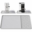 Silicone Coffee Mat with Raised Edges 19" x 12" Waterproof Countertop Mat, Coffee Maker Pad, Espresso Machine Mat, Heat Resistant Dish Drying Mat (Light Grey)