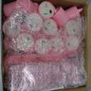 Pink Happy Birthday Balloons Decorations Happy Birthday Letter Balloons Banner Set with 24pcs Round Flameless LED Candles and 2000pcs Artificial Rose Petals for Women Men Room Party Decor
