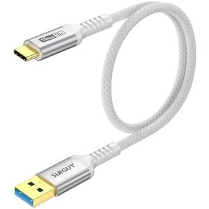 SUNGUY 10Gbps Android Auto USB C Cable, 1.5FT 3A USB 3.1 Gen 2 Fast Charge & Data Transfer USB C CarPlay Cable for iPhone 17 16 15 Pro Max, Galaxy S24 S23 S22 Ultra, SSD (White)