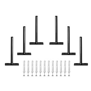 Seimneire 6pcs 5 Inch Floating Shelf Bracket, Heavy Duty Hidden Shelf Brackets, Matte Black Invisible Shelf Supports with Screws and Wall Plugs, Solid Cold Rolled Steel