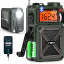 Greadio Portable Shortwave Radios with NOAA Weather Radio, 14800mWh Digital Radio AM FM with Bluetooth 5.4, Crank/Solar/USB Charging, Support USB/TF, Charger Pack/SOS/Flashlight for Outdoor, Emergency