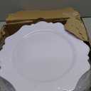 COLOSUS 100pcs 9.5 Inch-White Plastic Dinner Plates, Fancy White Plastic Plates,Heavy Duty Disposable Dinner Plates for Party Thanksgiving and Everyday Use