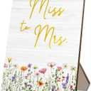 3 x Wedding Engagement Wooden Stand, Floral Bridal Shower Wooden Sign Stand 5x7 Inch, Miss To Mrs Decor,Bridal Shower DecorationsWedding Reception Decor,Gifts For Mr & Mrs, (Assorted)
