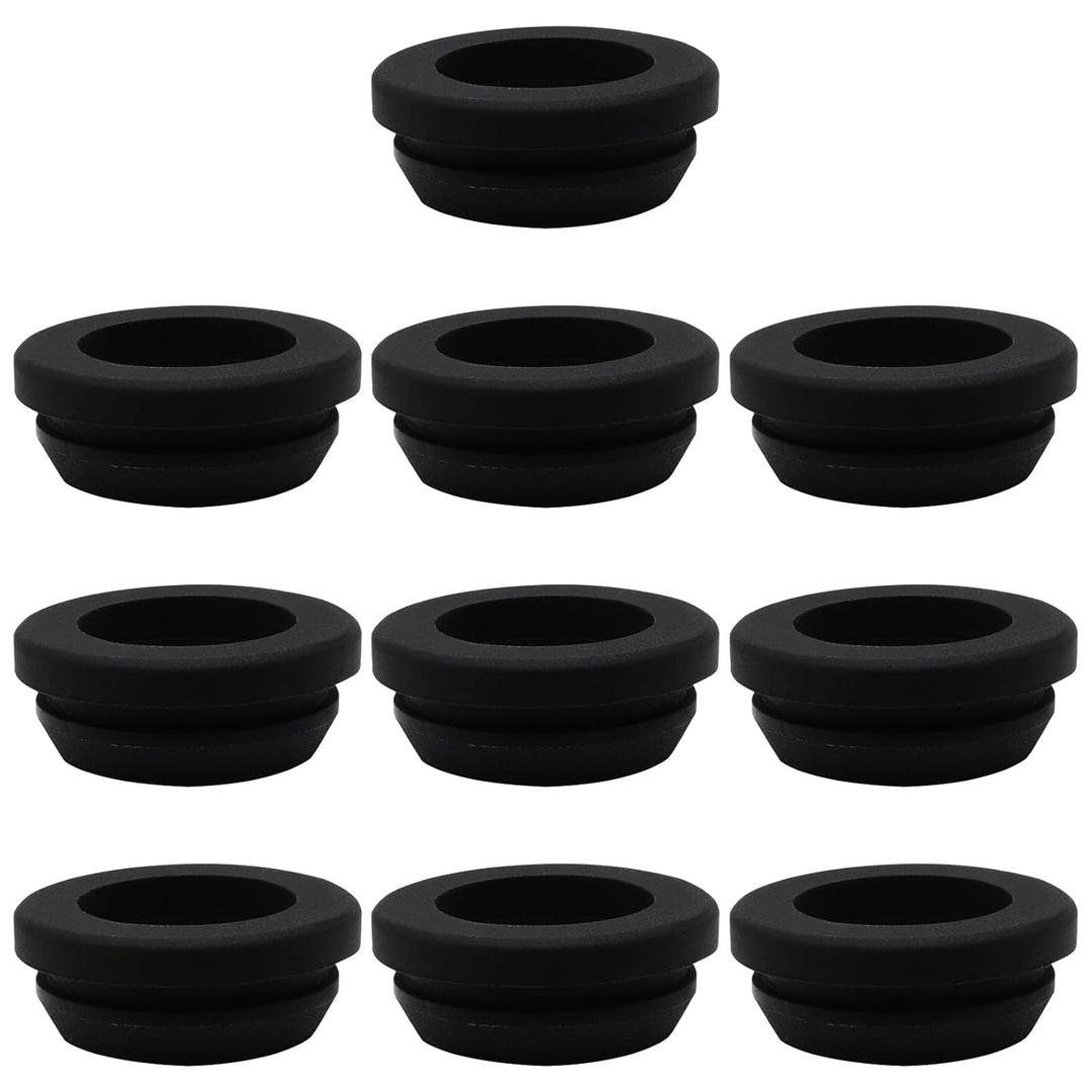3/4" (19mm) Drill Hole Grommet, 9/16" ID Rubber Grommets for Wiring, 10Pcs Black Top Hat Silicone Rubber Hole Plugs, Eyelet Ring Gasket Hole Plugs Protector for Automotive Firewall Wire Cable