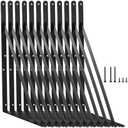 12 Pack L14 x H 10" Black Heavy Duty Shelf Brackets with Screws Metal Shelf Brackets Shelf Support Angle Brackets for Shelves L Brackets Heavy Duty Floating Shelf