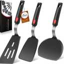 Hotec Silicone Spatula Turner for Nonstick Cookware, Cooking Spatulas 600F Heat Resistant Large Flexible Rubber Spatula Set of 3, Kitchen Utensils for Flipping Eggs, Burgers, Pancakes, Crepes