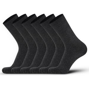 DarkCom Men's Dress Socks, Black, 6 Pairs Classic Cotton Polyester Socks, Reinforced, Cozy (7-9)