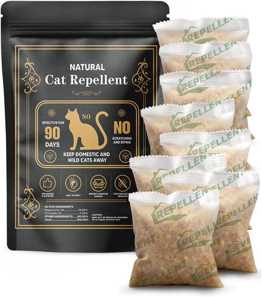 Cat Repellent Indoor & Outdoor, Cat Urine Deterrent, Cats Pee Repellant, Cat Scratch Deterrent for Furniture/Rug/Curtain, Keep Cats Out of Yard (1 Ounce (Pack of 8))